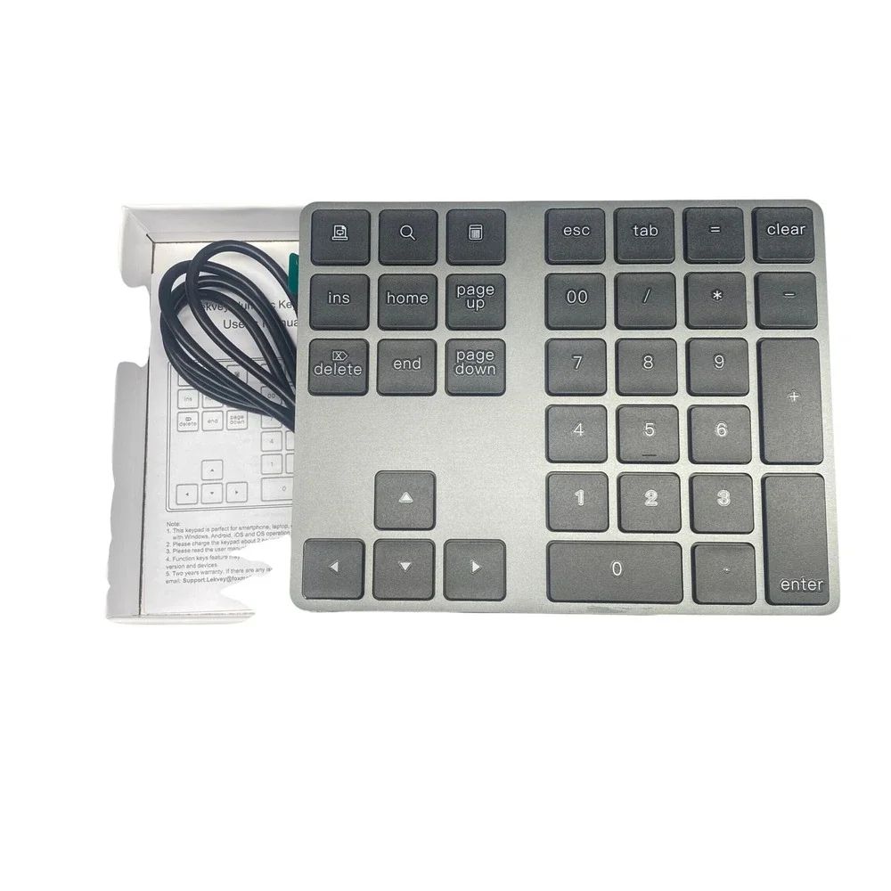 NEW Wireless Number Pad 34 Keys Space Gray 10 Key Lekvey Black Numeric‎ Keypad
